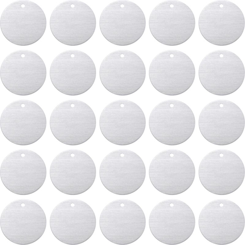 Poen Metal Stamping Blank Tags Aluminum Blanks Metal Tags 1 Inch Round with Hole, 0.06 Inch Thickness for Jewelry Stamping(100) - Image 1